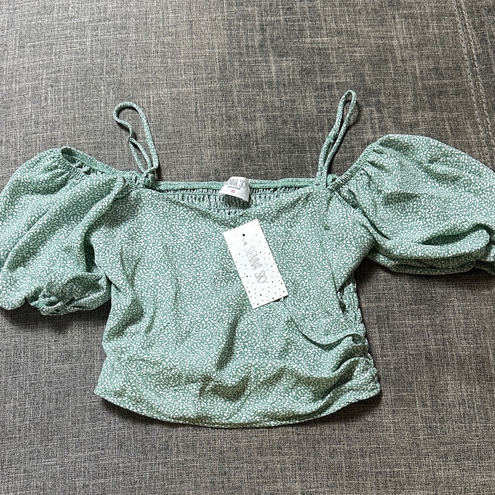 Sienna Sky Mint Puff Sleeve Blouse